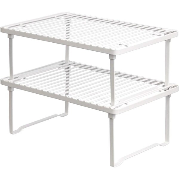 Stackable Metal Kitchen Storage Shelves, Cabinet Shelf Organizers Spice Rack(Set of 2 )