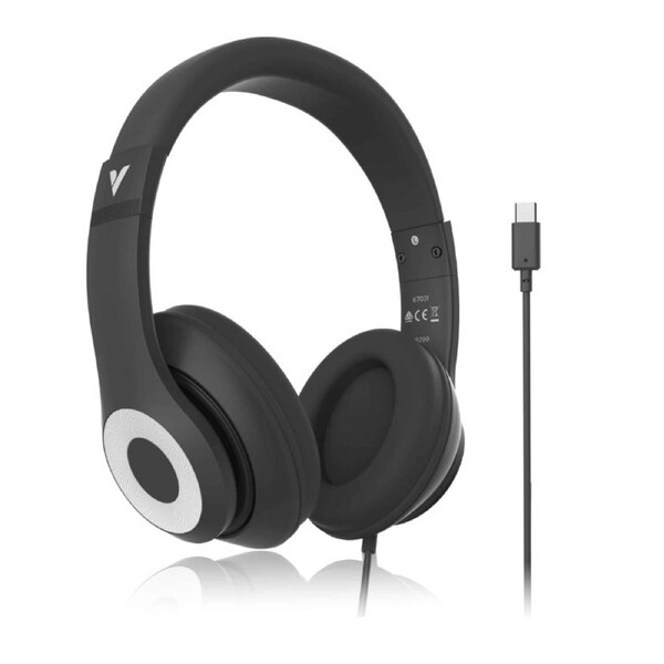 Verbatim Audio Headphone Classic Type C - Black, Clear Sound, Comfort, Robust
