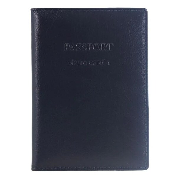 Pierre Cardin Leather Passport Wallet Cover in Navy