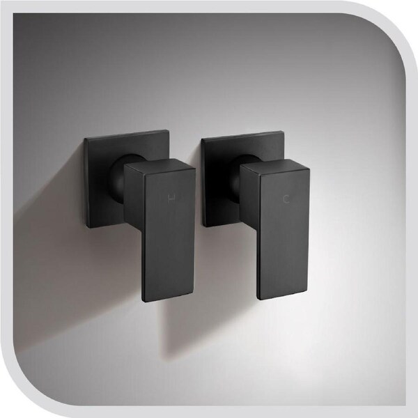 Simplus Dual Shower Mixer Tap Hot Cold Square Bath Brass Shower Mixer Watermark Black