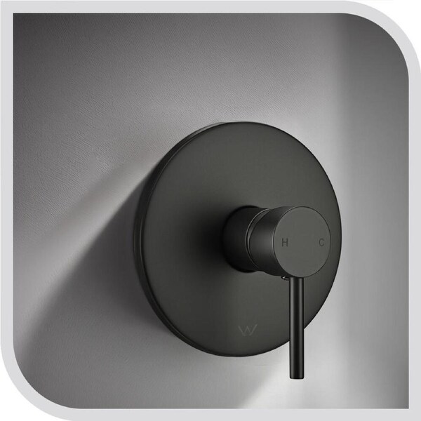 Simplus Brass Shower Mixer Tap Hot Cold Round Lollipop Pin Handle Shower Mixer Watermark Black