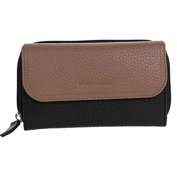 Pierre Cardin Ladies Tri-Fold Tab Wallet in Black/Taupe
