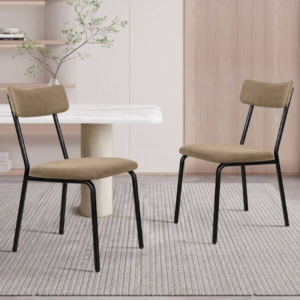 ALFORDSON 2x Dining Chairs Accent Kitchen Lounge Curved Backrest Corduroy Khaki