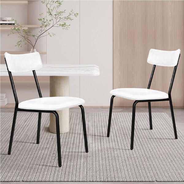 ALFORDSON 2x Dining Chairs Accent Kitchen Lounge Curved Back PU Leather White
