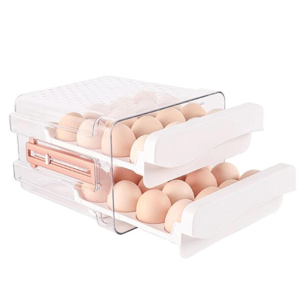 Catzon Transparent Drawers Egg Container for Refrigerator Holds 32 Eggs