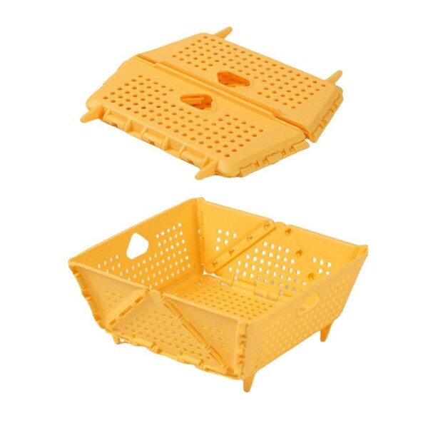 Catzon 2 Pcs Collapsible Colander Plastic BPA-Free for Pasta Fruit Vegetables-Yellow
