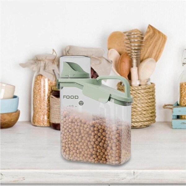 Catzon 2.5L Cereal Storage Container with Pouring Spout for Rice Nuts Beans-Green