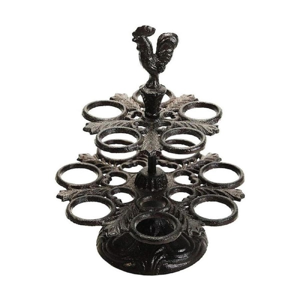 Catzon Cast Iron Eggs Holder Rooster Shaped Design Can Holds 12 Eggs-B