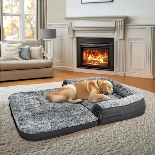 FIN XL Human Sized Dog Bed Foldable Orthopedic Pet Dog Sofa Couch Comfy Big Bean Bed