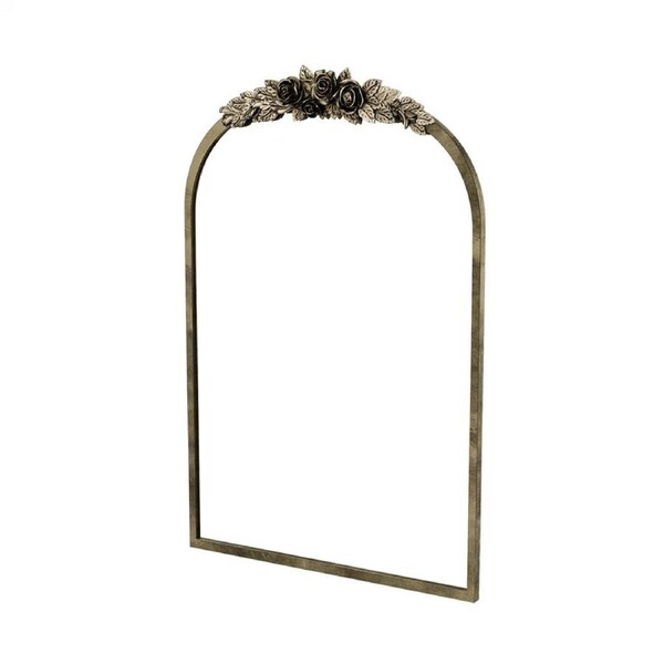 FIN Antique Gold Brass Wall Mirror Bathroom Entryway Mirror with Full Metal Frame