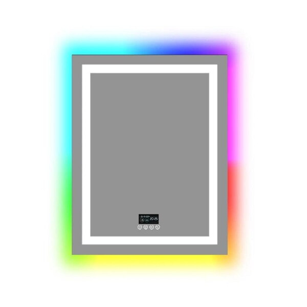 FIN 70x90cm Bluetooth LED Bathroom Mirror RGB Backlight Music Makeup Mirror Dimmable