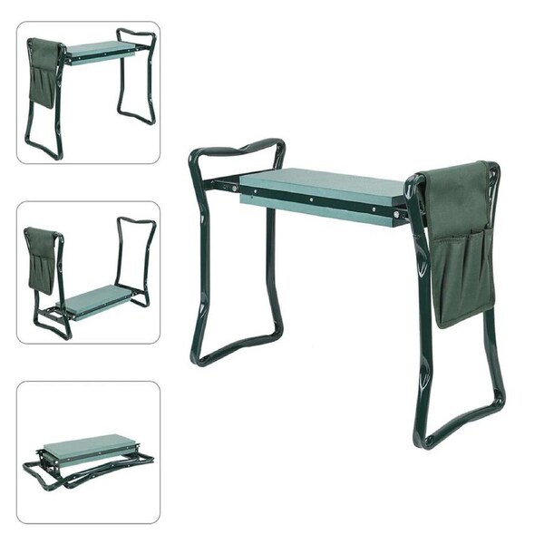 FIN Garden Kneeler Garden Work Seat with Heavy Duty Steel Tube Frame & Tool Pouch