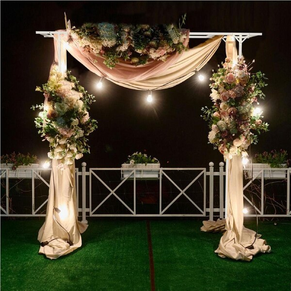 FIN Outdoor Garden Arbor Wedding Arch Walkway Metal Frame Stand for Rose Vines Plant
