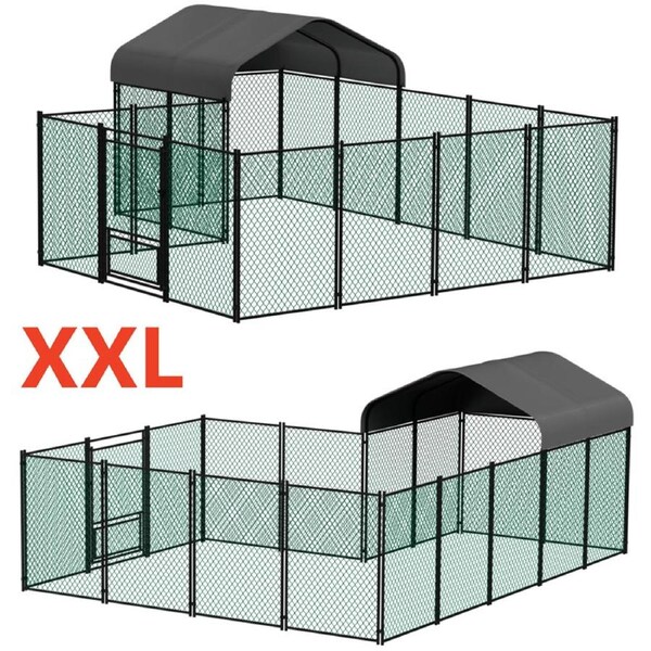 FIN Large Iron Walk-in Chicken Run Coop Heavy Duty Poultry Rabbit Kennel Hutch Pen