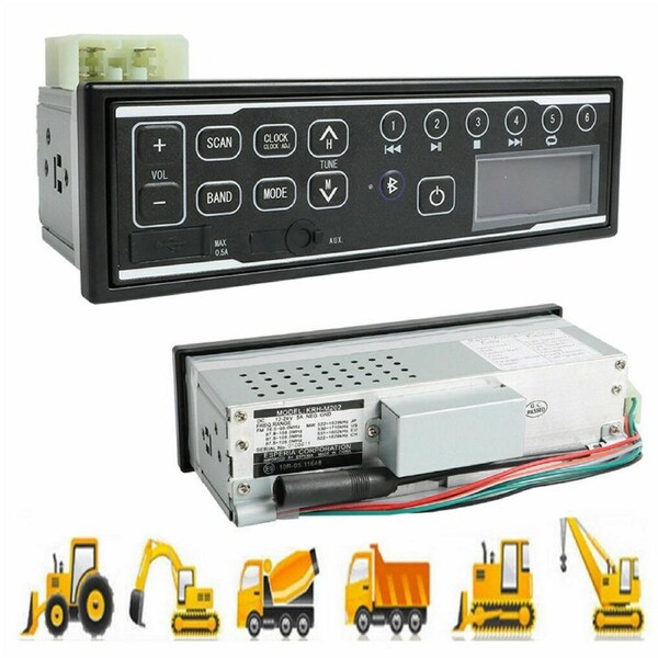 FIN 12V/24V Bluetooth Excavator Radio AUX FM/AM USB MIC Mp3 for Hitachi Komatsu Kato