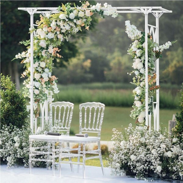 FIN Wide Wedding Garden Pagoda Arbor Trellis Strong Metal Backyard Pathway Archway