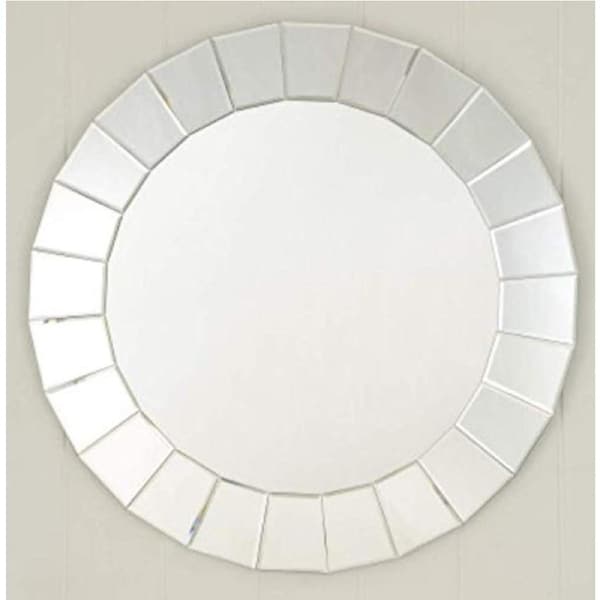 FIN 80cm Large Round Wall Mirror 3D Bevelled Glass Art Mirror Home Decorative Mirror