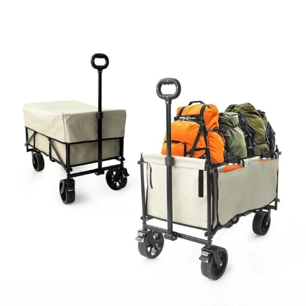 FIN XL Large Folding Wagon Load 200kg Durable Heavy Duty Beach Wagon Camping Outdoor