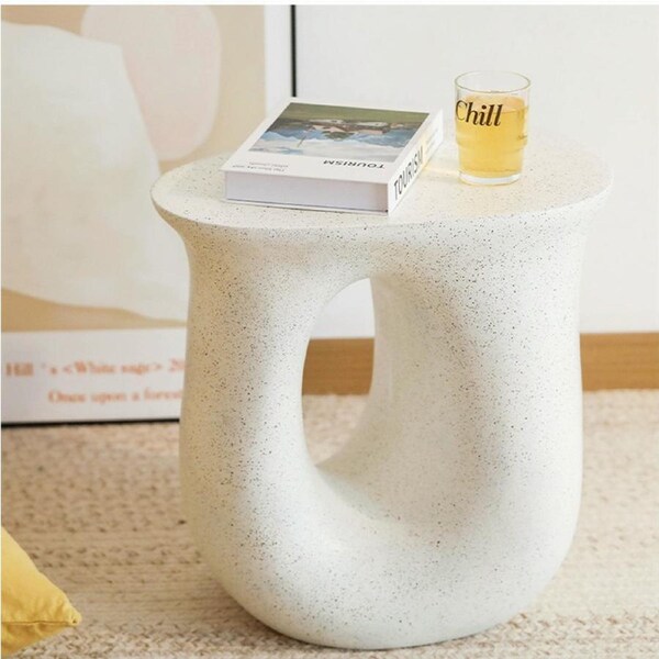 FIN Concrete Side Table Terrazzo Geometric Shape Magnesia Stool Stand Outdoor Indoor
