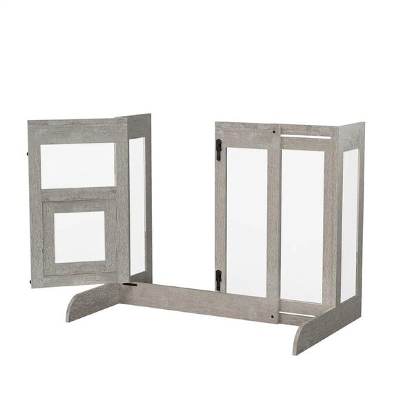 FIN Large Indoor Dog Gate Wooden Retractable Walk Through Pet Barrier for Doorways