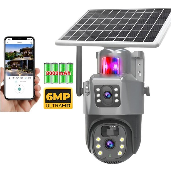 Dual Lens Home Security Camera Wireless Outdoor CCTV 4K WiFi Solar 10X Zoom PTZ