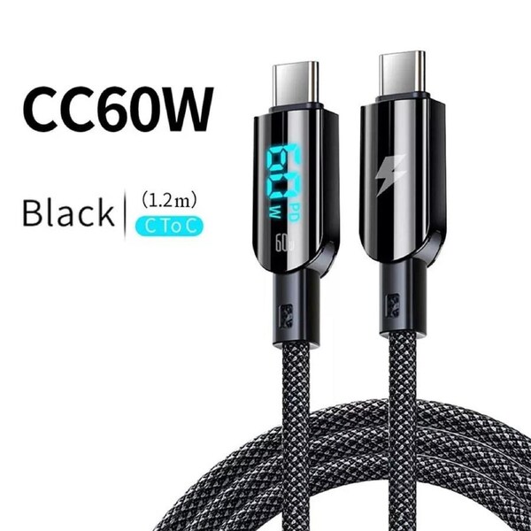 Type C to Type C to Ligtning Fast Charge Cable LED Display USB C to C Charging Date Transfer iPhone