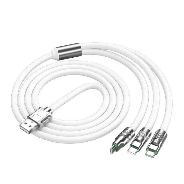 White 3 IN 1 120W Fast Charging Cable Charger USB Type C iPhone Samsung Durable Au