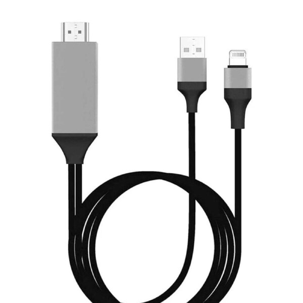 Black 2m MFi Certified 8-Pin to HDMI Cable Digital TV AV Adapter For iPhone 14 13 iPad