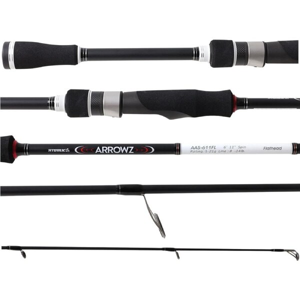 Atomic Arrowz Carbon Fishing Rod Flathead Spin 6ft 11 inch 1 Piece 8 - 14lb