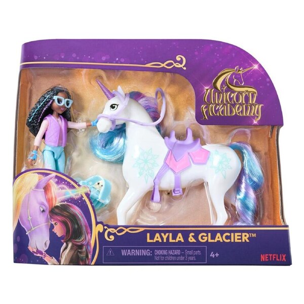 Unicorn Academy Small Doll Layla & Glacier Set Rider and Unicorn Ages 4y+