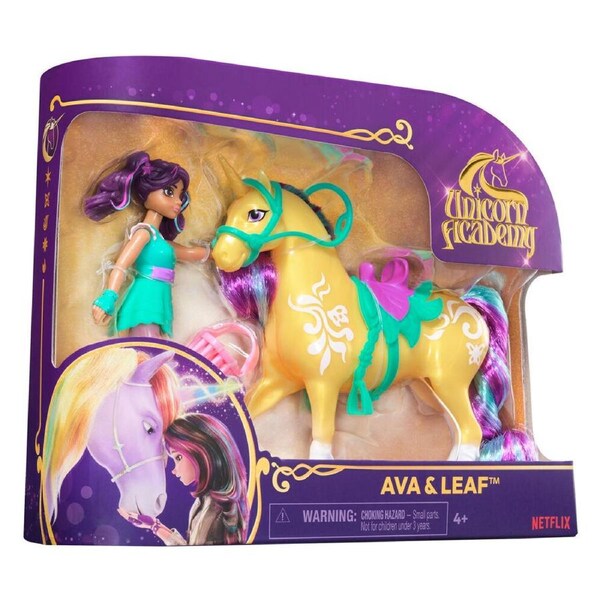 Unicorn Academy Small Doll Ava and Leaf Set Rider and Unicorn Ages 4y+