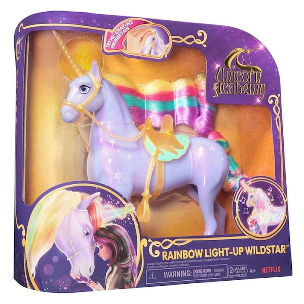 Unicorn Academy Rainbow Light-Up Unicorn Wildstarwith Saddle & Bridle 4y+