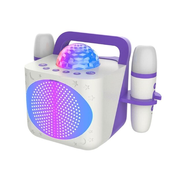 Laser Kids Karaoke with Disco Light and Two Wireless Mics – White