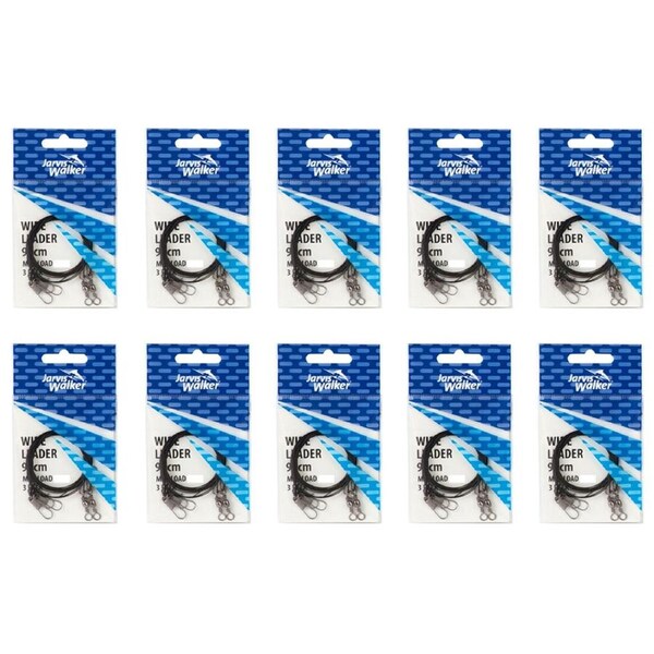 10x 3 Pack of Jarvis Walker 30cm/13kg Black Wire Leader Rigs