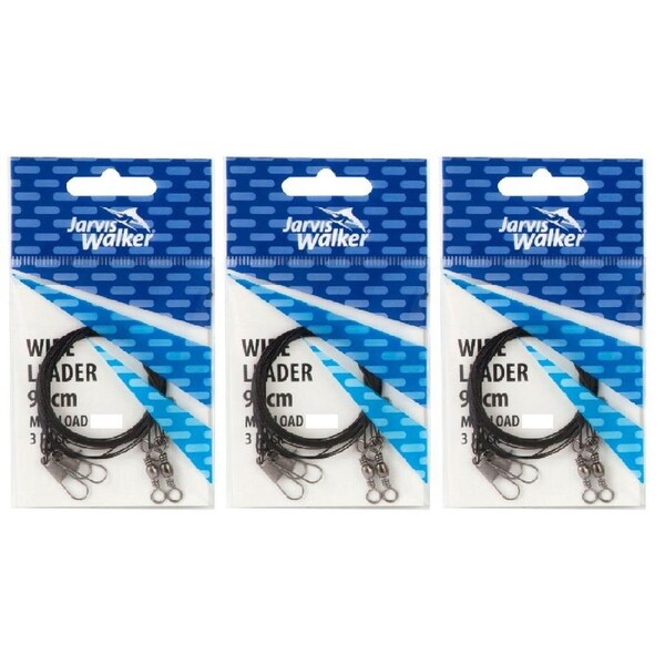 3x 3 Pack of Jarvis Walker 45cm/13kg Black Wire Leader Rigs