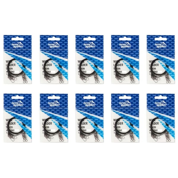 10x 3 Pack of Jarvis Walker 45cm/13kg Black Wire Leader Rigs