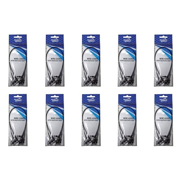 10x 6PK Jarvis Walker 18 Inch/150lb Wire Fishing Leaders with Coastlock Snaps