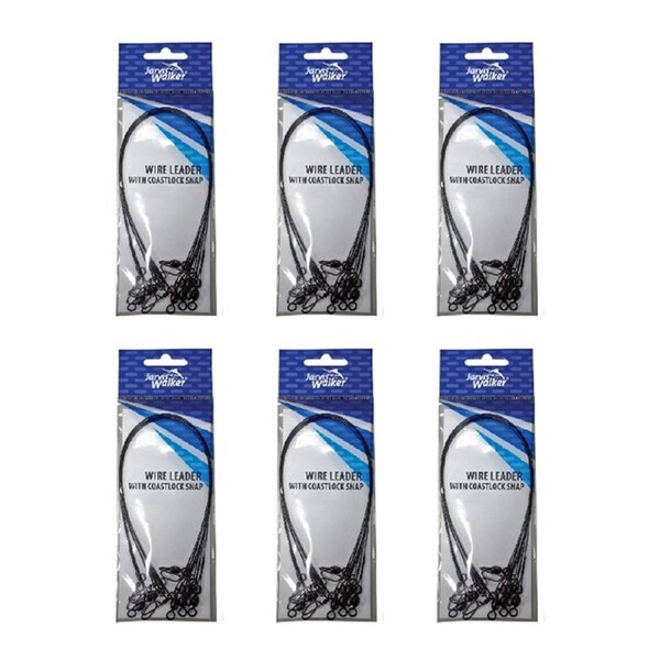 6x 6 Pack of Jarvis Walker 9 Inch/80lb Wire Fishing Leaders-Coastlock Snaps
