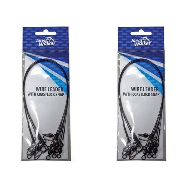 2x 6 Pack of Jarvis Walker 18 Inch/40lb Wire Fishing Leaders-Coastlock Snaps