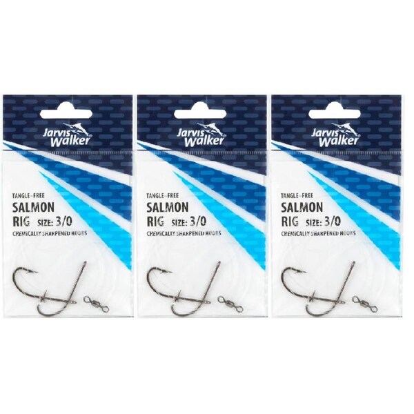 3x Jarvis Walker Tangle Free Flathead Rig Hooks Size 3/0