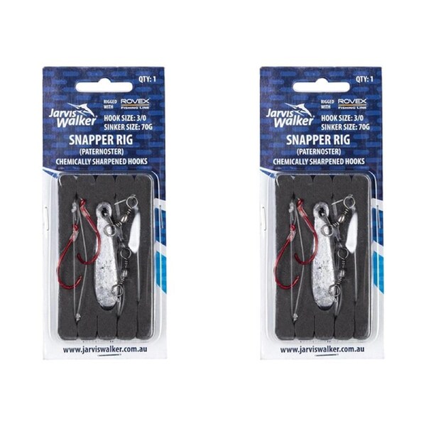 2x Jarvis Walker Snapper/Paternoster Rig with 70g Snapper Sinker Size 3/0
