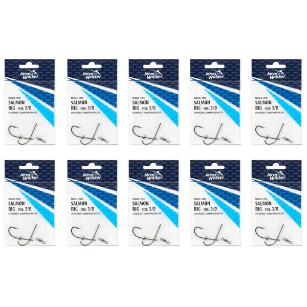 10x Jarvis Walker Tangle Free Flathead Rig Hooks Size 3/0