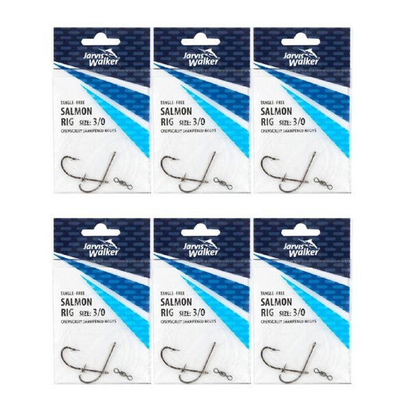 6x Jarvis Walker Tangle Free Flathead Rig Hooks Size 3/0