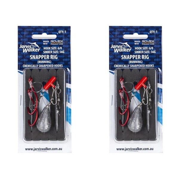 2x Jarvis Walker Running Snapper Rig with 56g Bomb Sinker Size 6/0