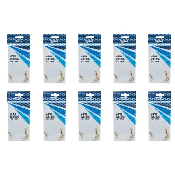 10x Jarvis Walker Mono Surf Rig - Surf Fishing Rig With 30lb Mono Fishing Line