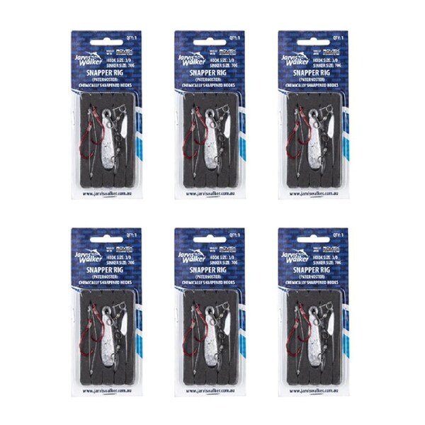 6x Jarvis Walker Snapper/Paternoster Rig with 70g Snapper Sinker Size 3/0