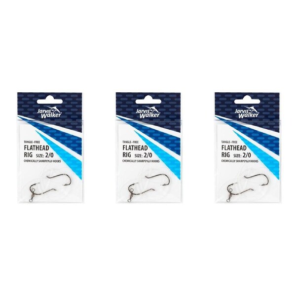 3x Jarvis Walker Tangle Free Flathead Rig Hooks Size 2/0