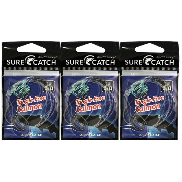 3x Surecatch Tangle Free Salmon Rig with Chemically Sharpened Hooks Size 3/0
