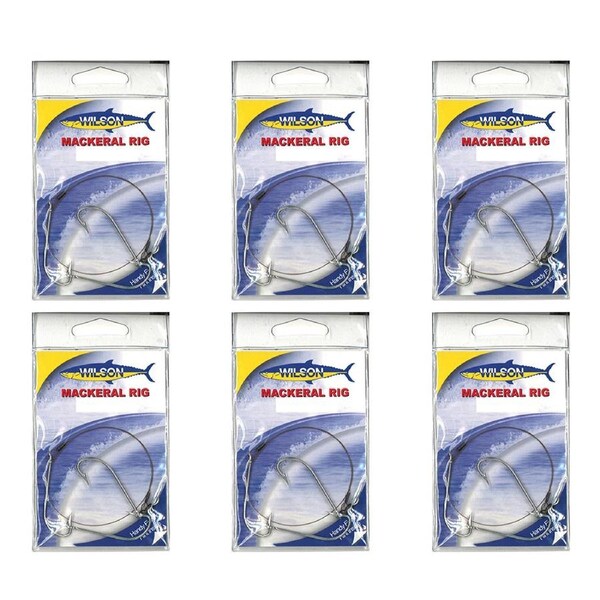 6x Wilson Mackerel Fishing Rig 3x4/0 Hook-Setup - 30lb Multi Strand Wire