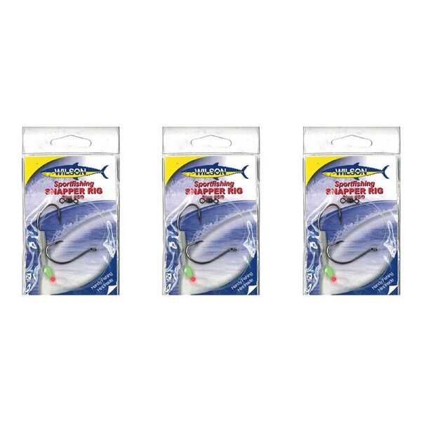 3x Wilson Sportfishing Snapper Rig with Chemically Sharpened Hooks - Size 7/0